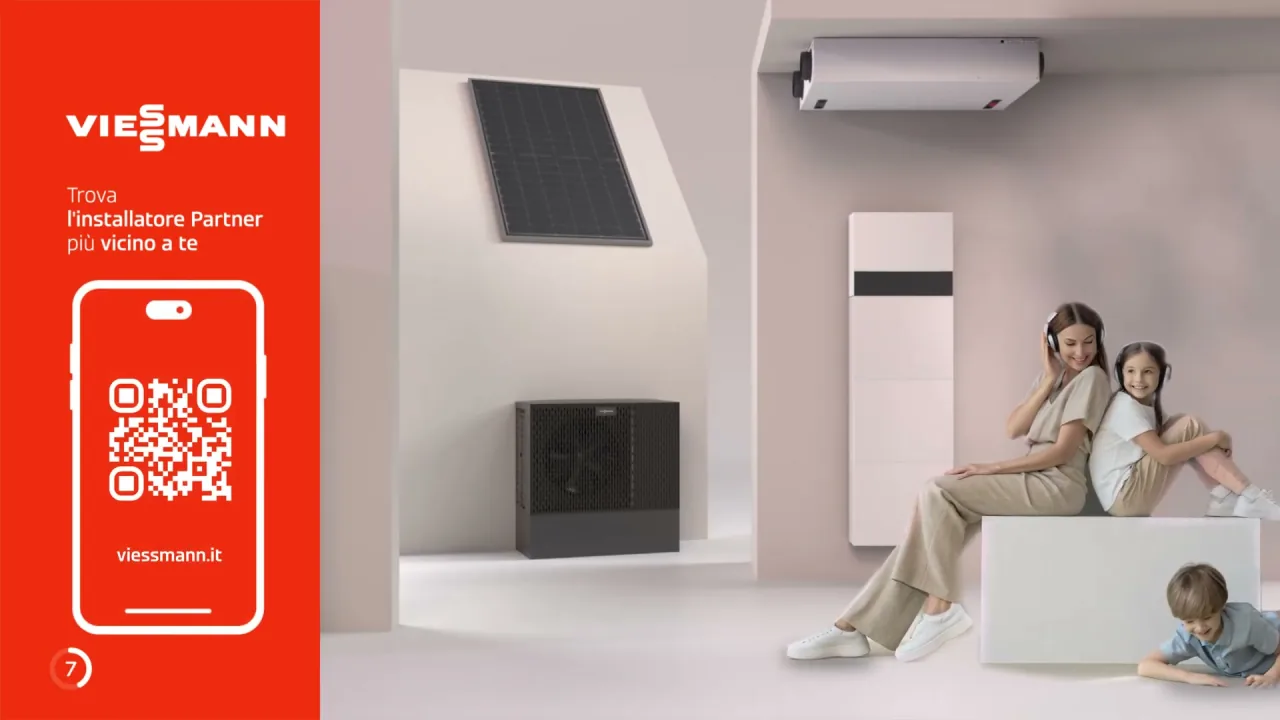 Lo spot TV finale Powered by Viessmann: una famiglia, un pannello solare e prodotti per il riscaldamento nel set compositato