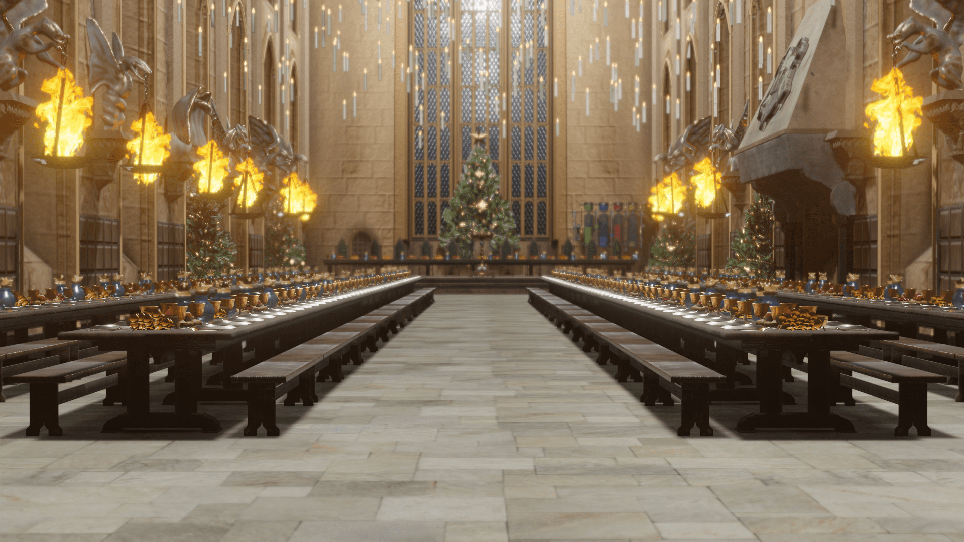 Frame del modello animato della Grande Sala di Hogwarts